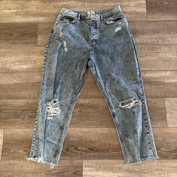 We The Free Denim - We The Free Jeans Womens 34 CRVY High Rise Button Fly Cropped Distressed Raw Hem